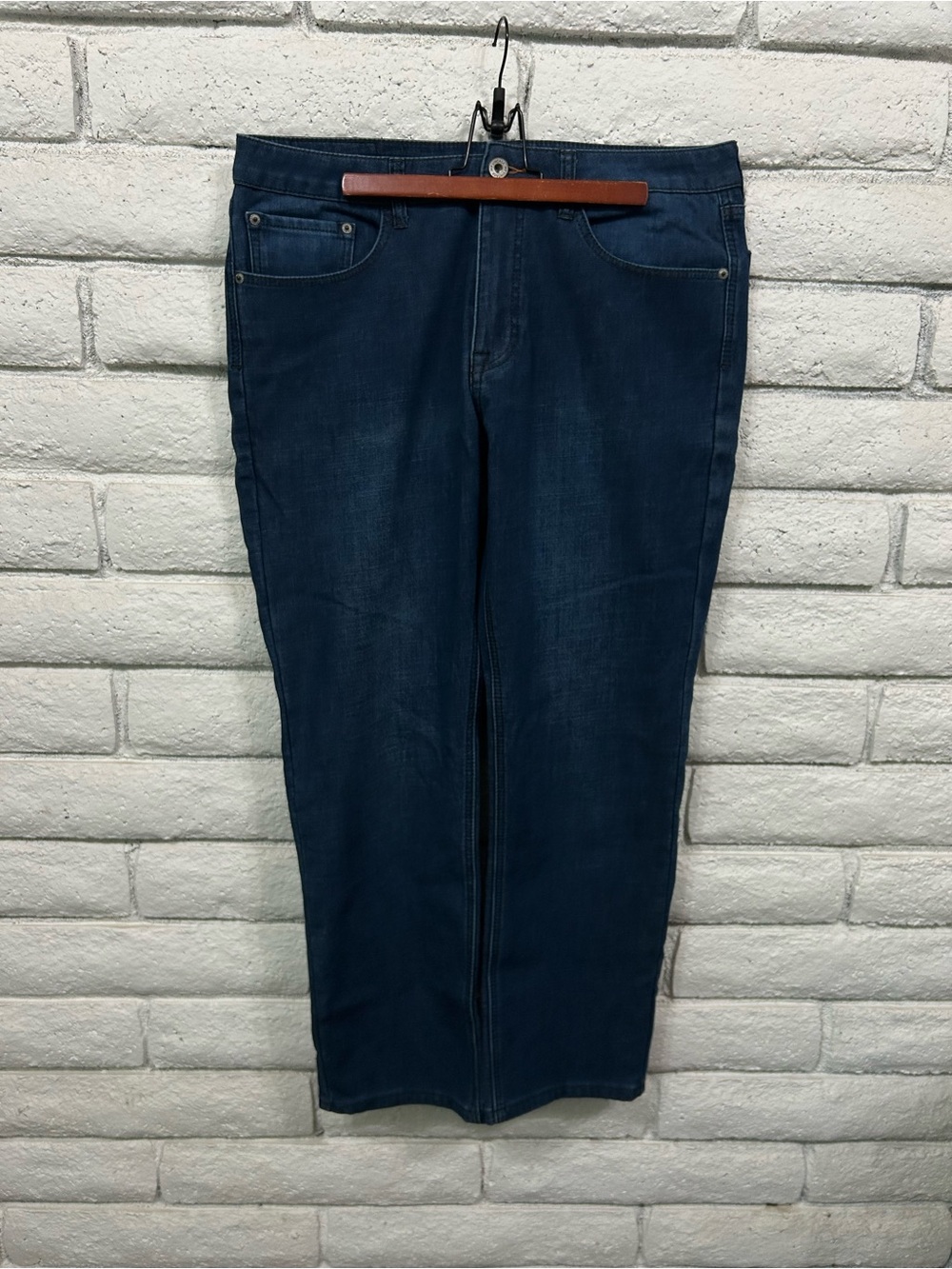 Weatherproof Vintage Mens 34x30 Blue Stretch Denim Jeans Straight Leg Lined